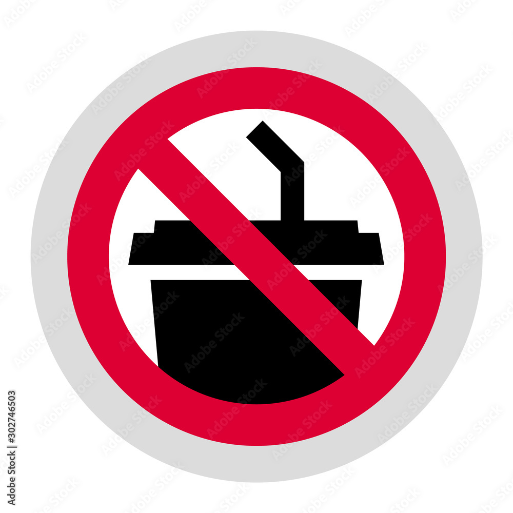 No plastic cup forbidden sign, modern round sticker No plastic cup forbidden sign, modern round sticker