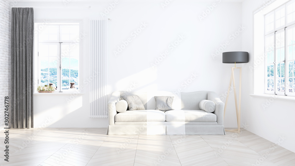 Living room interior in scandinavian style . 3D rendering Living room interior in scandinavian style . 3D rendering