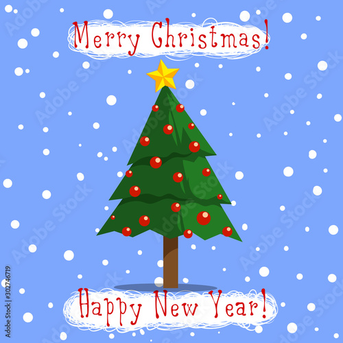 Christmas tree blue sky