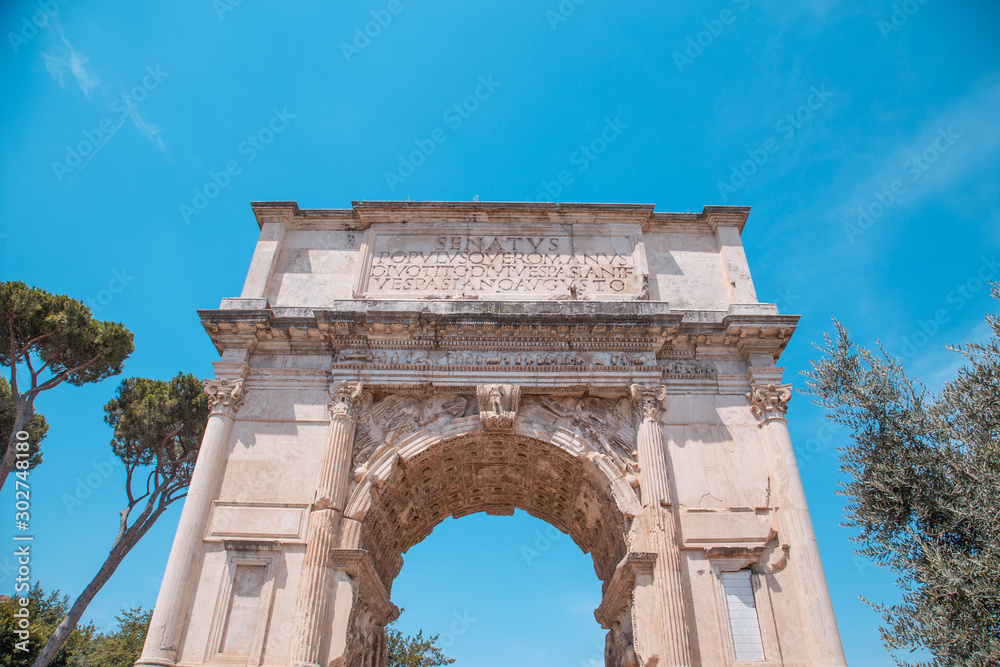 Rome July 31, 2015: The Arch of Constantine in Rome Italy