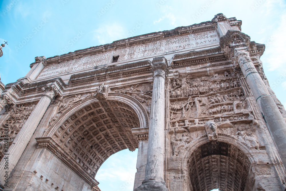 Rome July 31, 2015: The Arch of Constantine in Rome Italy