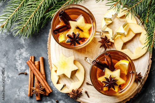 Vászonkép Hot drink for New Year, Christmas or autumn holidays