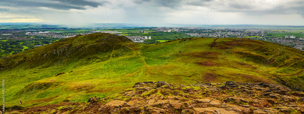 Arthur's Seat peak of the group of hills in Edinburgh, Scotland.