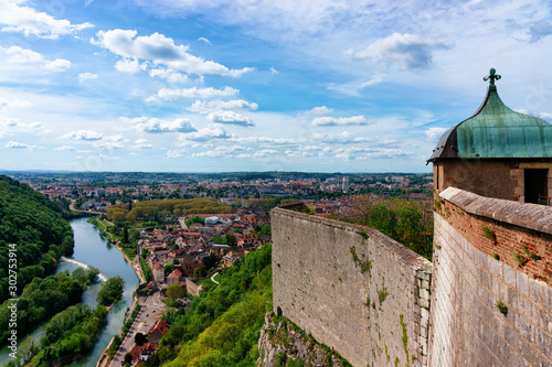 Fototapeta Citadel in Besancon and River Doubs at Bourgogne Franche-Comte region of France