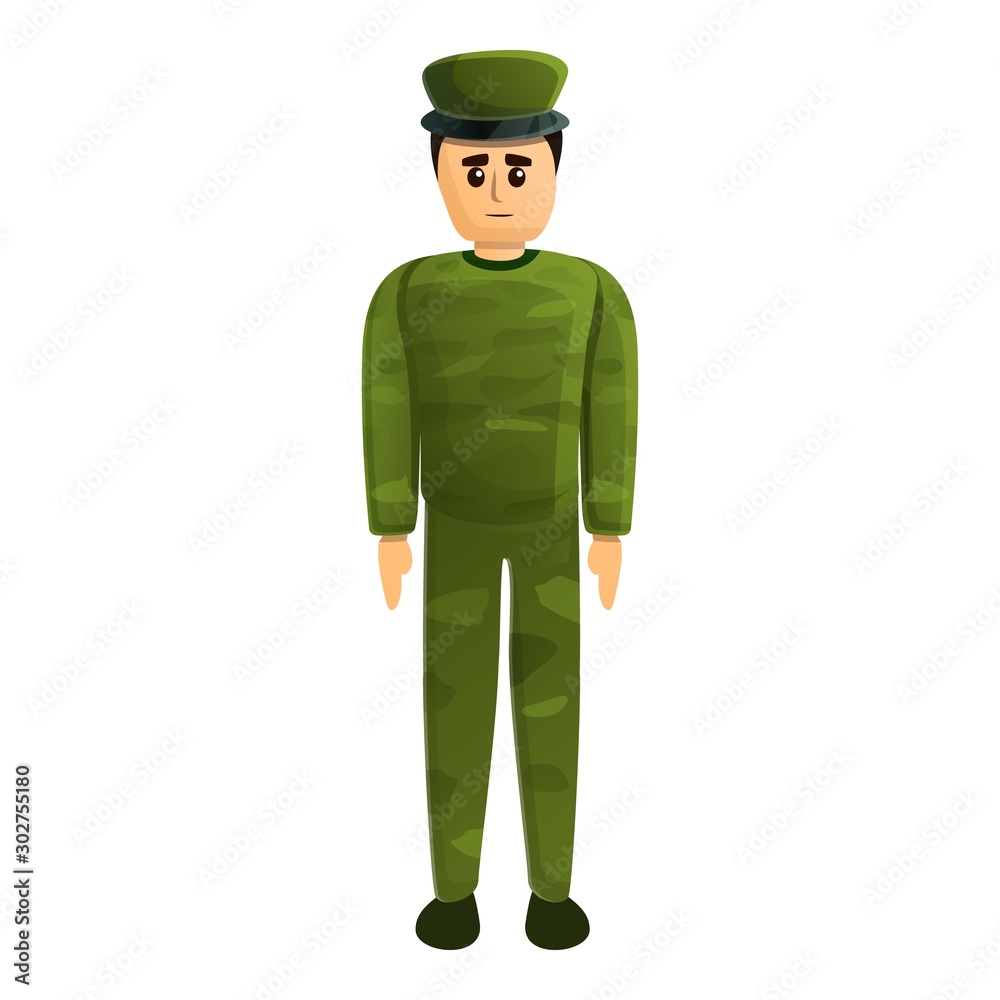 Obraz premium Sad soldier icon. Cartoon of sad soldier vector icon for web design isolated on white background