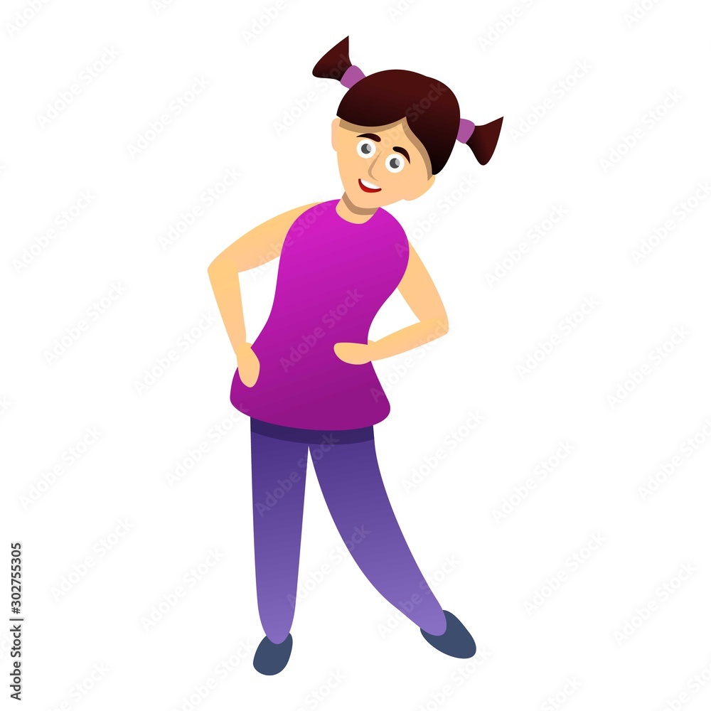 Girl morning exercise icon. Cartoon of girl morning exercise vector icon for web design isolated on white background