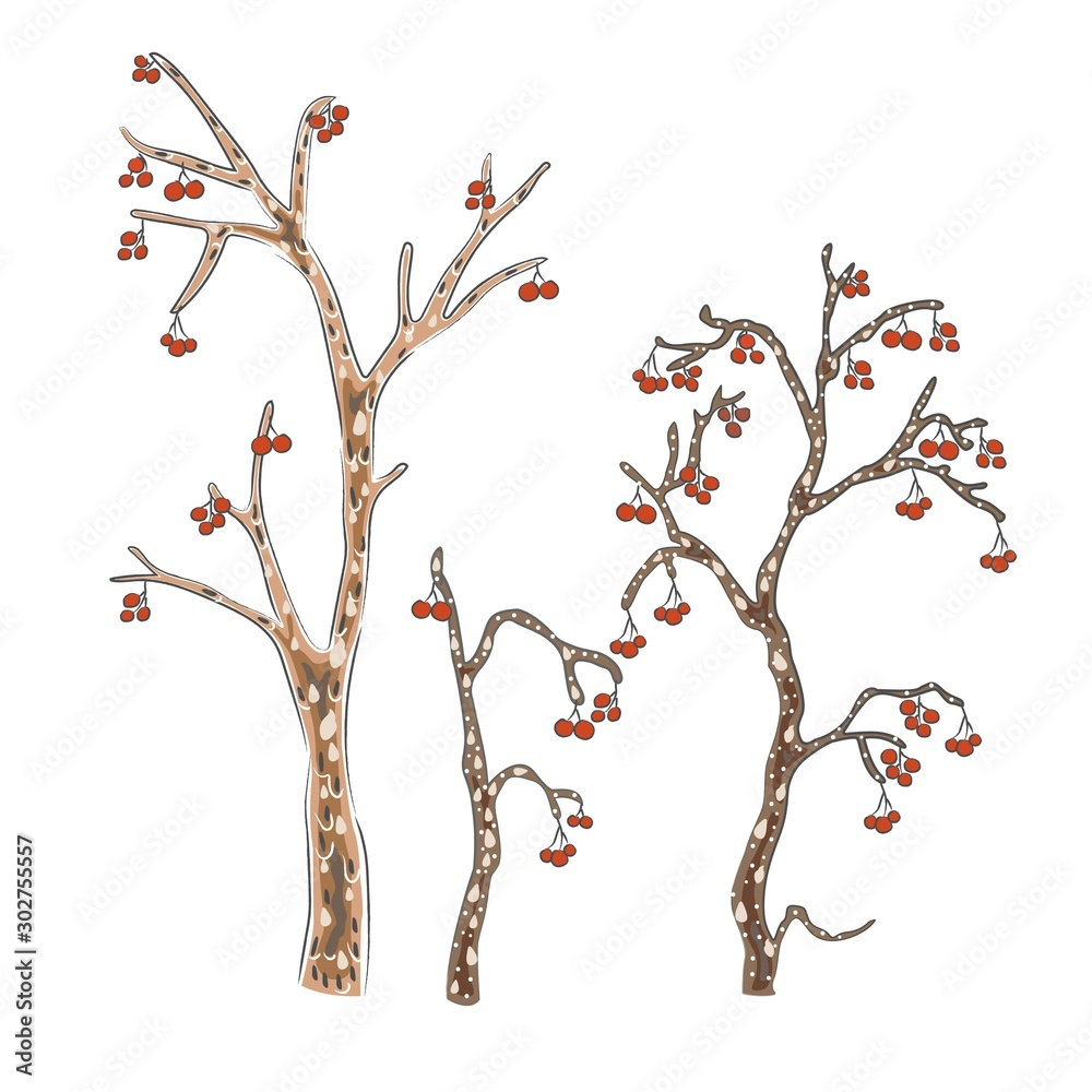 Fototapeta premium Cute trees. Hand Drawn Scandinavian Style