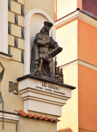 Monument to Giovanni Battista di Quadro at Old Market square in Poznan. Poland