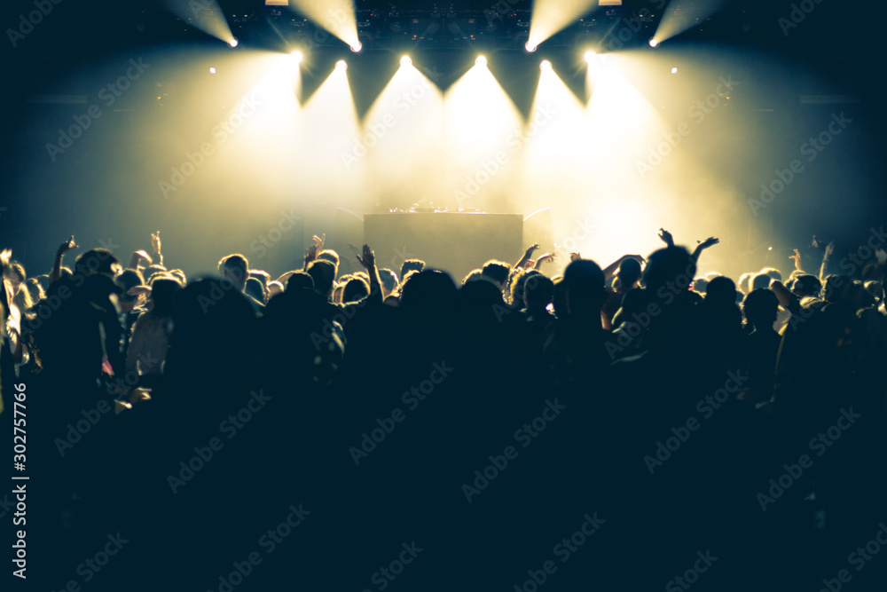 Crowded Concert hall with Symmetrical Lights Crowded Concert hall with Symmetrical Lights