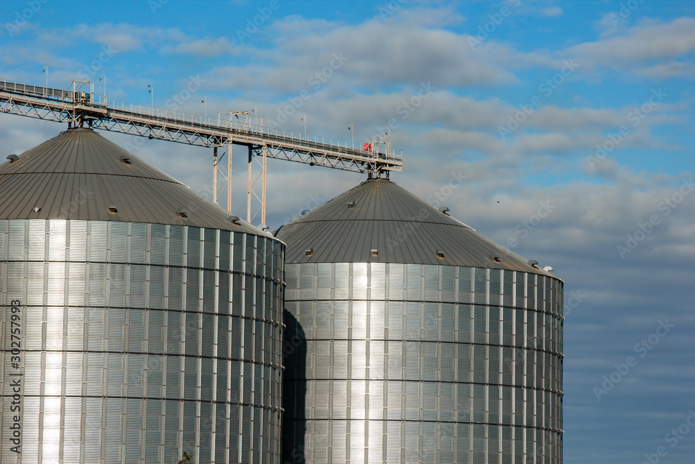 Kirovograd, Ukraine - 09.30.2019 Agro-processing and production plant for processing silos for drying, cleaning and storage of agricultural products, flour, cereals and grain. Granary. Kirovograd, Ukraine - 09.30.2019 Agro-processing and production plant for processing silos for drying, cleaning and storage of agricultural products, flour, cereals and grain. Granary.