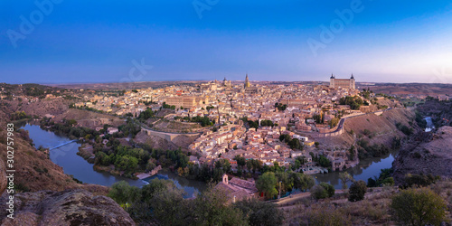 Panorama of Toledo on sunrise, Castilla - La Mancha, Spain