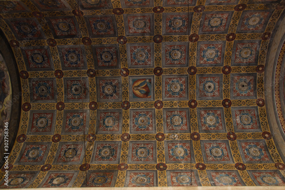 Ceiling of the Coro delle Monache in San Salvatore Monastery of Santa Giulia museum in Brescia, Lombardy, Italy.