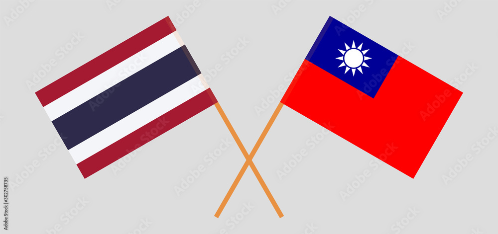Crossed flags of Taiwan and Thailand