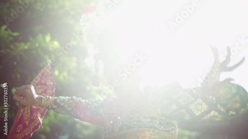Portrait female wearing ornate jewelled headdress Indonesia Asia photo