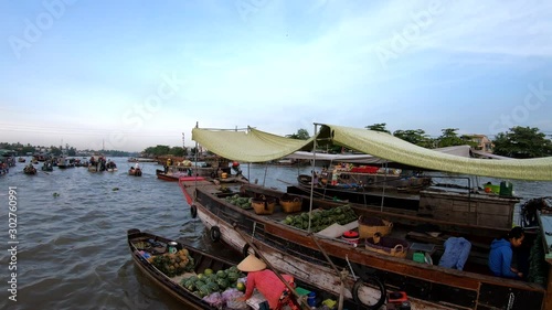 Wallpaper Mural Morning view Mekong river floating market Can Tho Torontodigital.ca