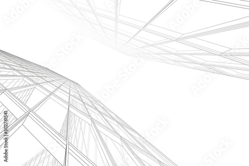 Architecture construction perspective designing black and white abstract background.