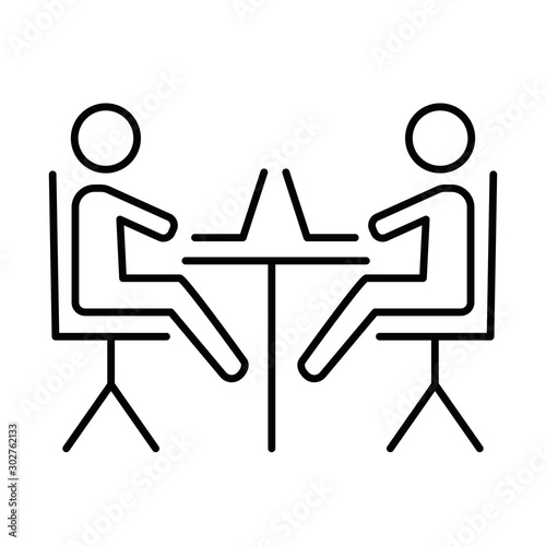 Coworking space linear icon. Meeting room. Establishing community. Freelance professionals. Businessmen. Thin line illustration. Contour symbol. Vector isolated outline drawing. Editable stroke