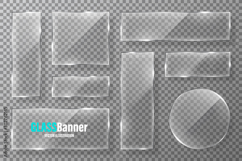 Wallpaper Mural Glass frames collection. Realistic transparent glass banner with glare. Vector design element. Torontodigital.ca