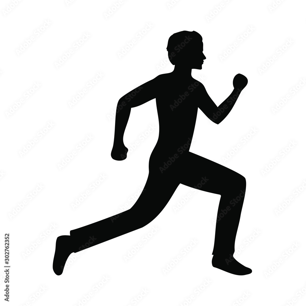 Active running man silhouette, vector illustration Active running man silhouette, vector illustration