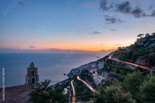 Furore Italy during sunset coast panorama