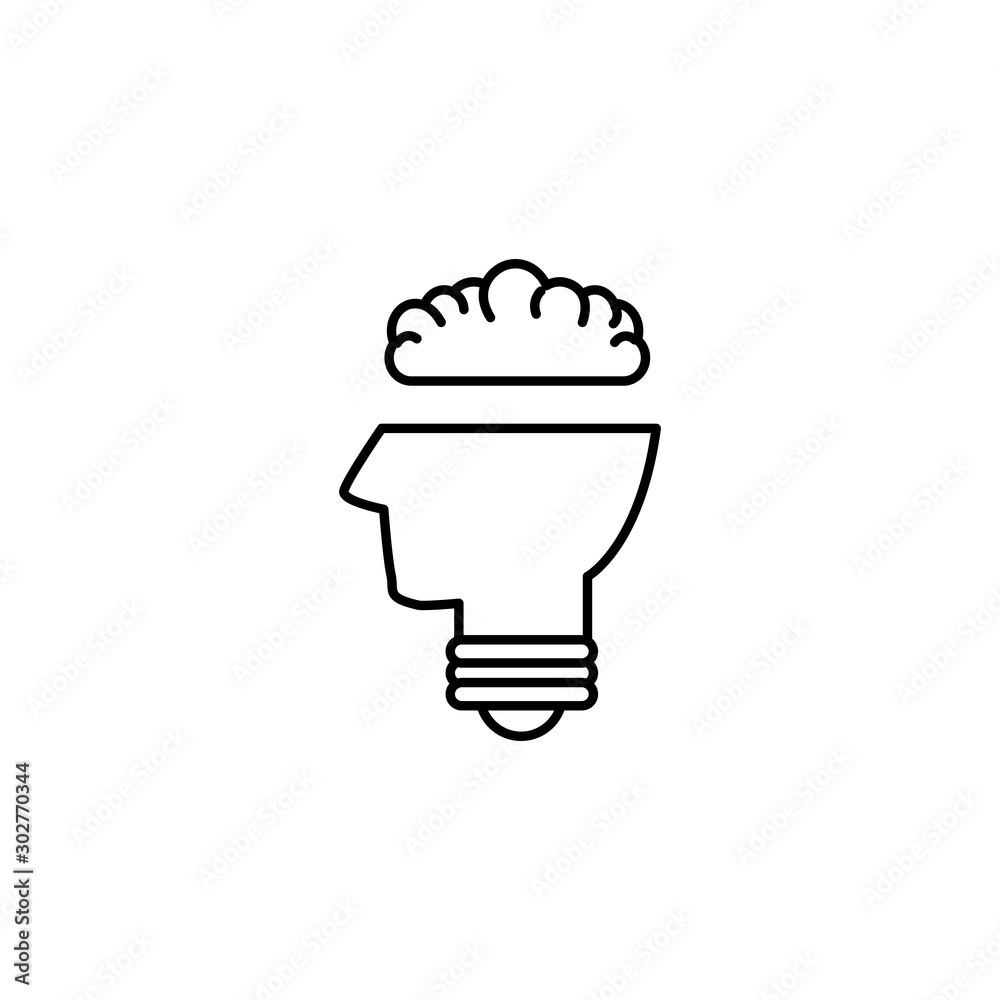 bulb head brain creativity idea icon line style bulb head brain creativity idea icon line style