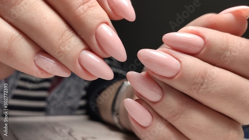 stylish design of manicure on beautiful nails