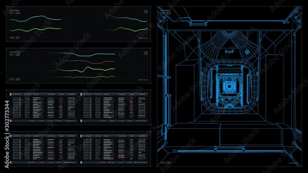 Visual display / playback screen: 3D schematic flythrough of sections ...