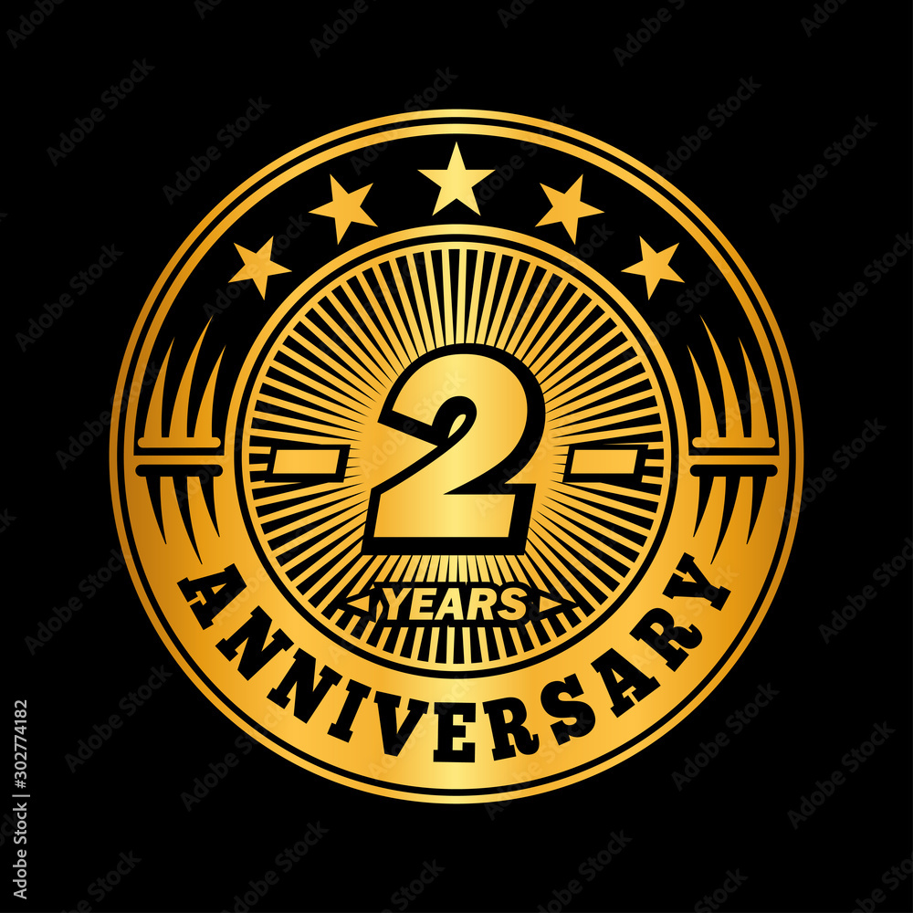 2 years anniversary celebration logo design. Vector and illustration.