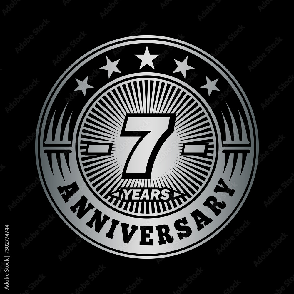7 years anniversary celebration logo design. Vector and illustration.