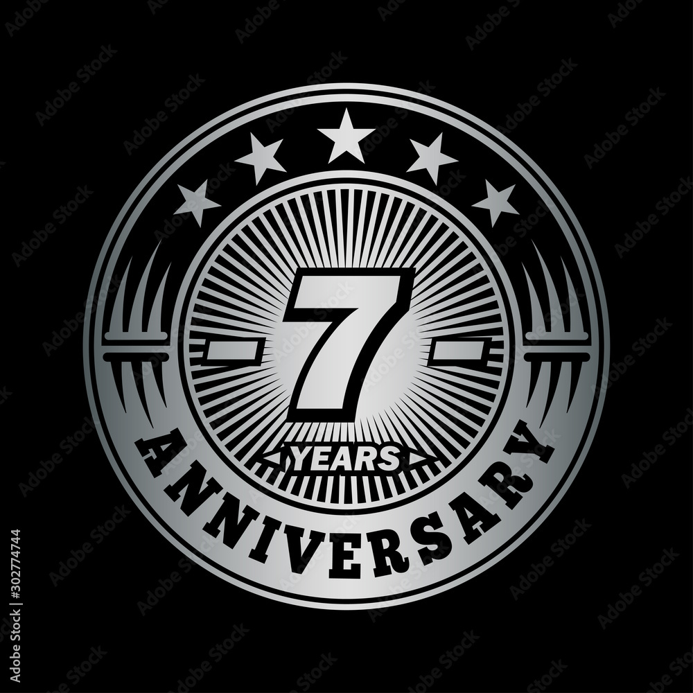 7 years anniversary celebration logo design. Vector and illustration. 7 years anniversary celebration logo design. Vector and illustration.