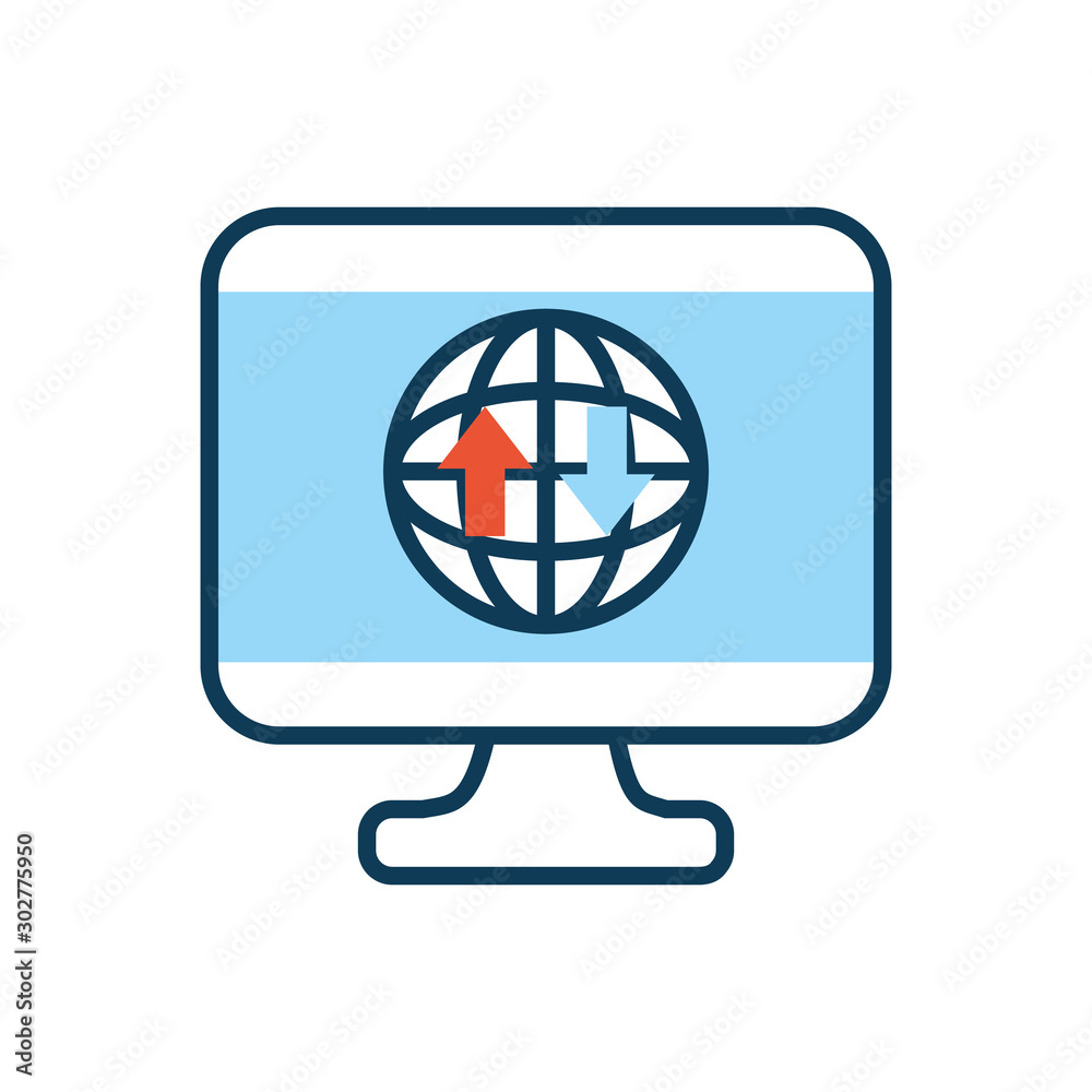 computer with sphere planet browser computer with sphere planet browser
