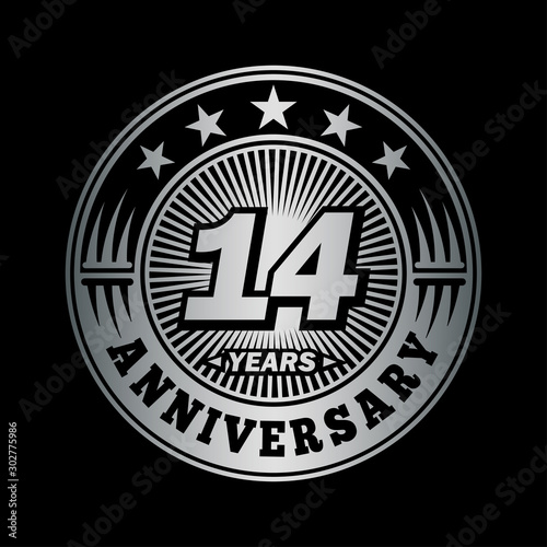 14 years anniversary celebration logo design. Vector and illustration.