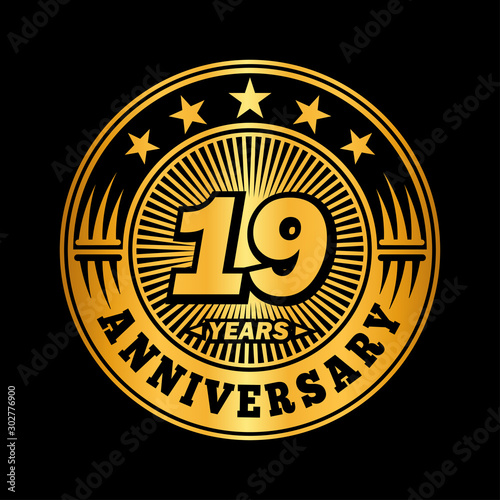 19 years anniversary celebration logo design. Vector and illustration.