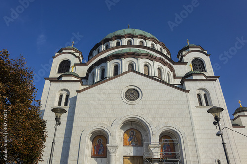 Detail of Church of Saint Sava ("The Temple of Saint Sava") - Serbian Orthodox church on Vracar plateau in Belgrade. Serbia.