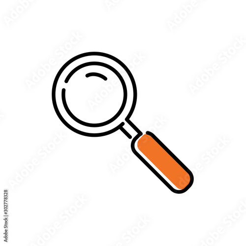 Símbolo buscar. Icono plano lineal lupa con color marrón