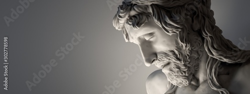 Obraz na plátně Banner - Marble sculpture of Jesus Christ.
