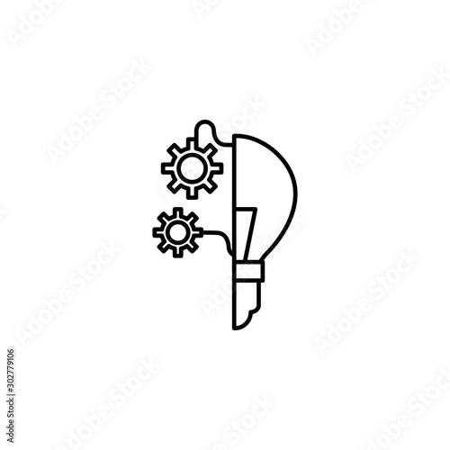 light bulb gears idea icon line style