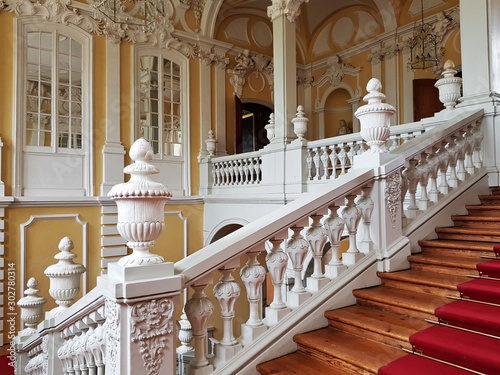 Rooms and the luxurious interior inside the Rundale Palace. Latvia, May 2019