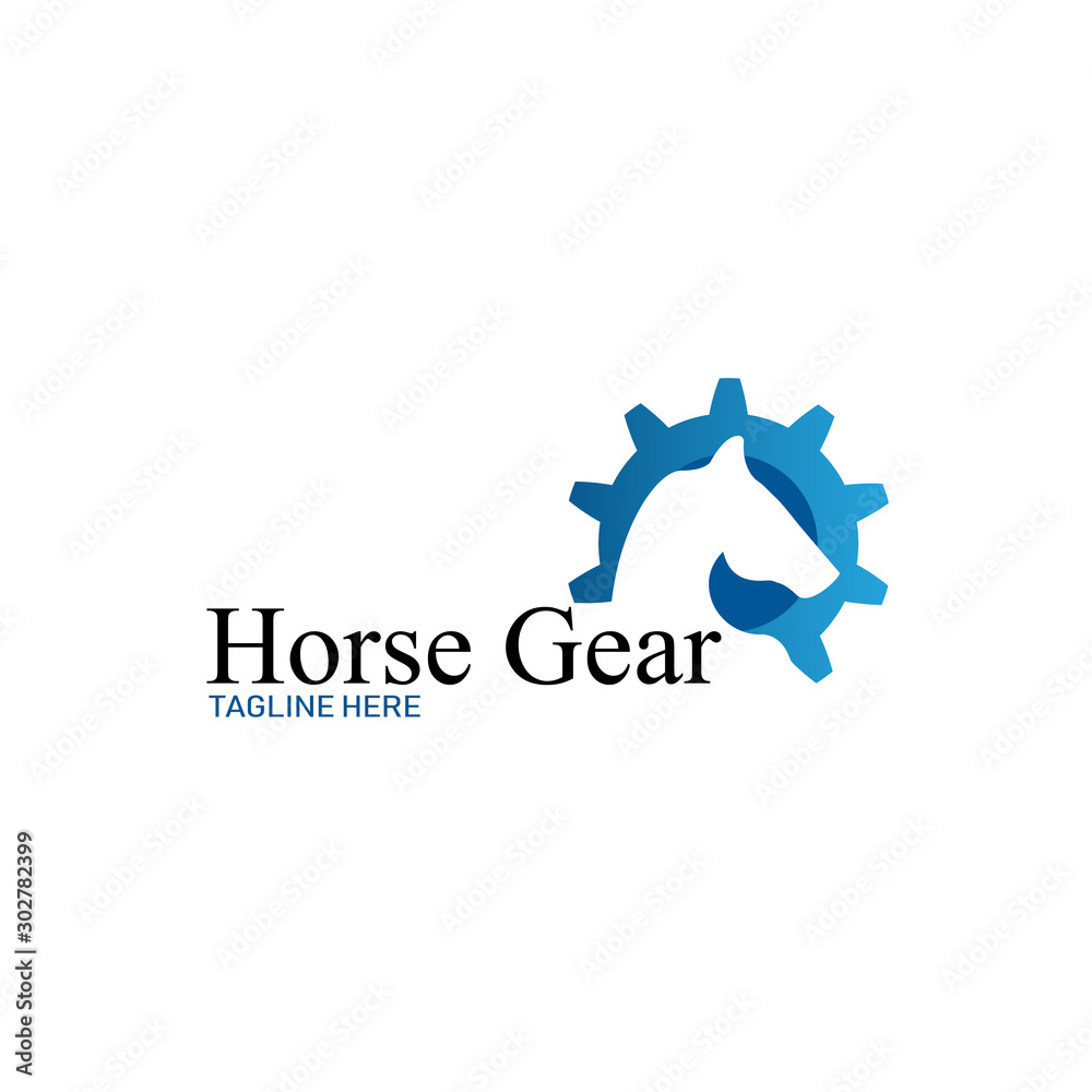 Logo Horse and gear. Concept horse on gear for business worker company logo.