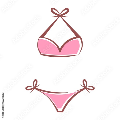 pink split swimsuit