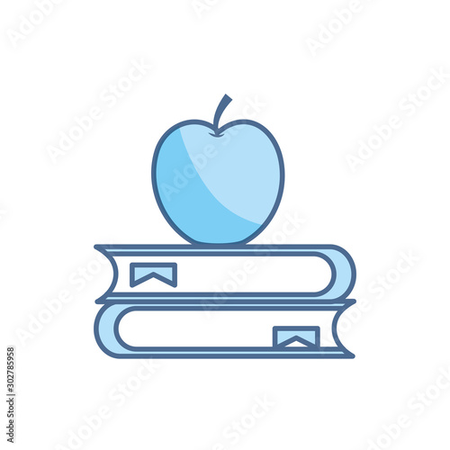 books apple school education learning line and fill