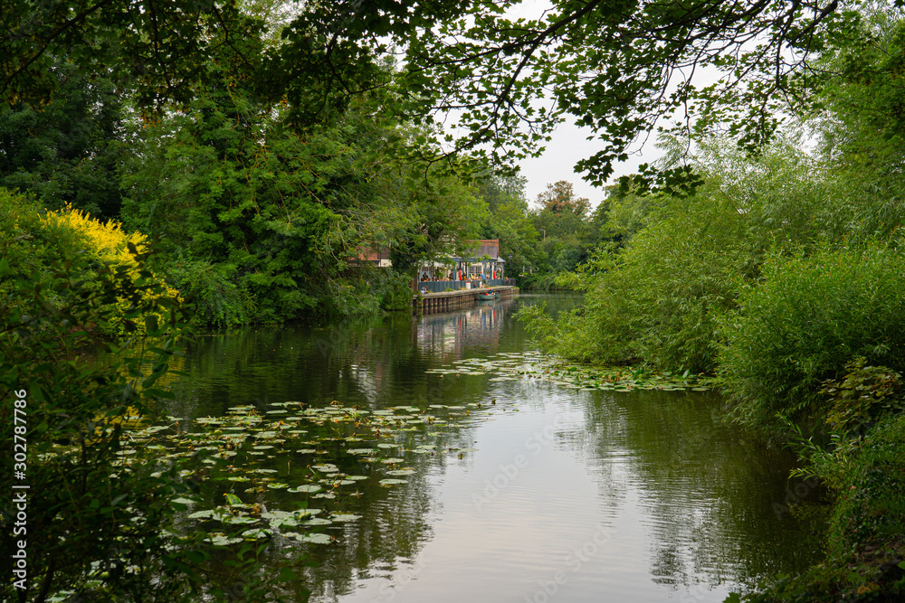 The Fish and Eels Public House Pub in Dobbs Weir Essex near Hoddesdon and Harlow canal side on river stort