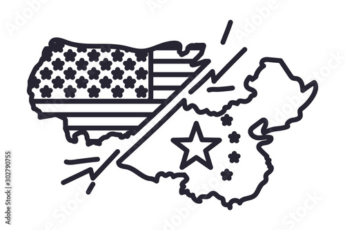 commercial war between china and usa vector design