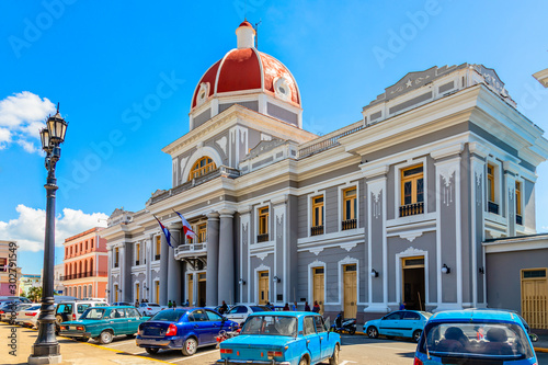 Central square wit red dome palace, Cienfuegos, Cuba photo