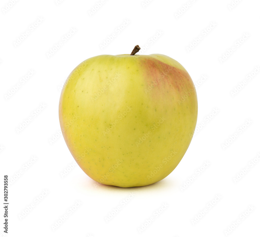  Yellow apple. Isolated on white background.	