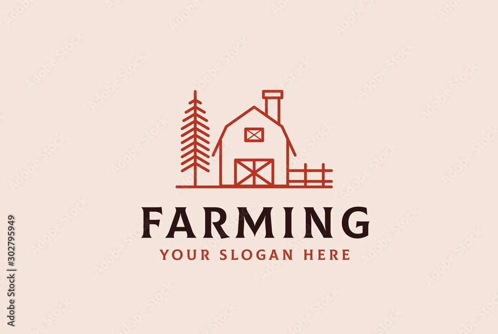 Naklejka premium Agriculture farm barn illustration logo design vector graphic