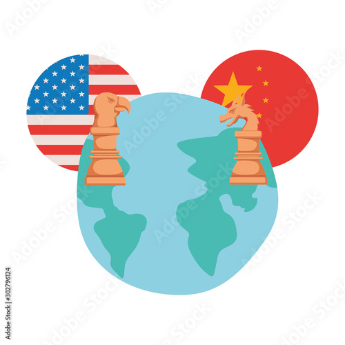 commercial war between china and usa vector design