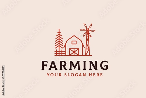 Agriculture farm barn illustration logo design vector graphic
