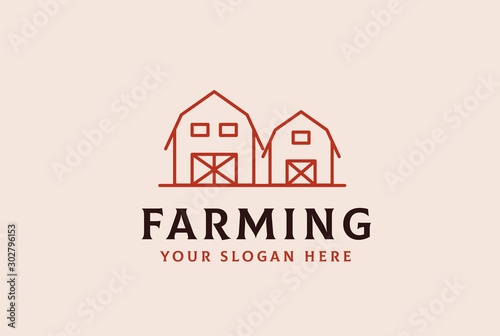 Agriculture farm barn illustration logo design vector graphic