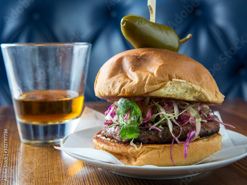 Spicy Chorizo Burger & Whiskey